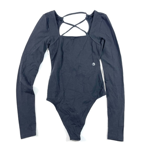 NWOT AE V Neck Bodysuit Dark Grey Long Sleeve - Picture 2 of 7